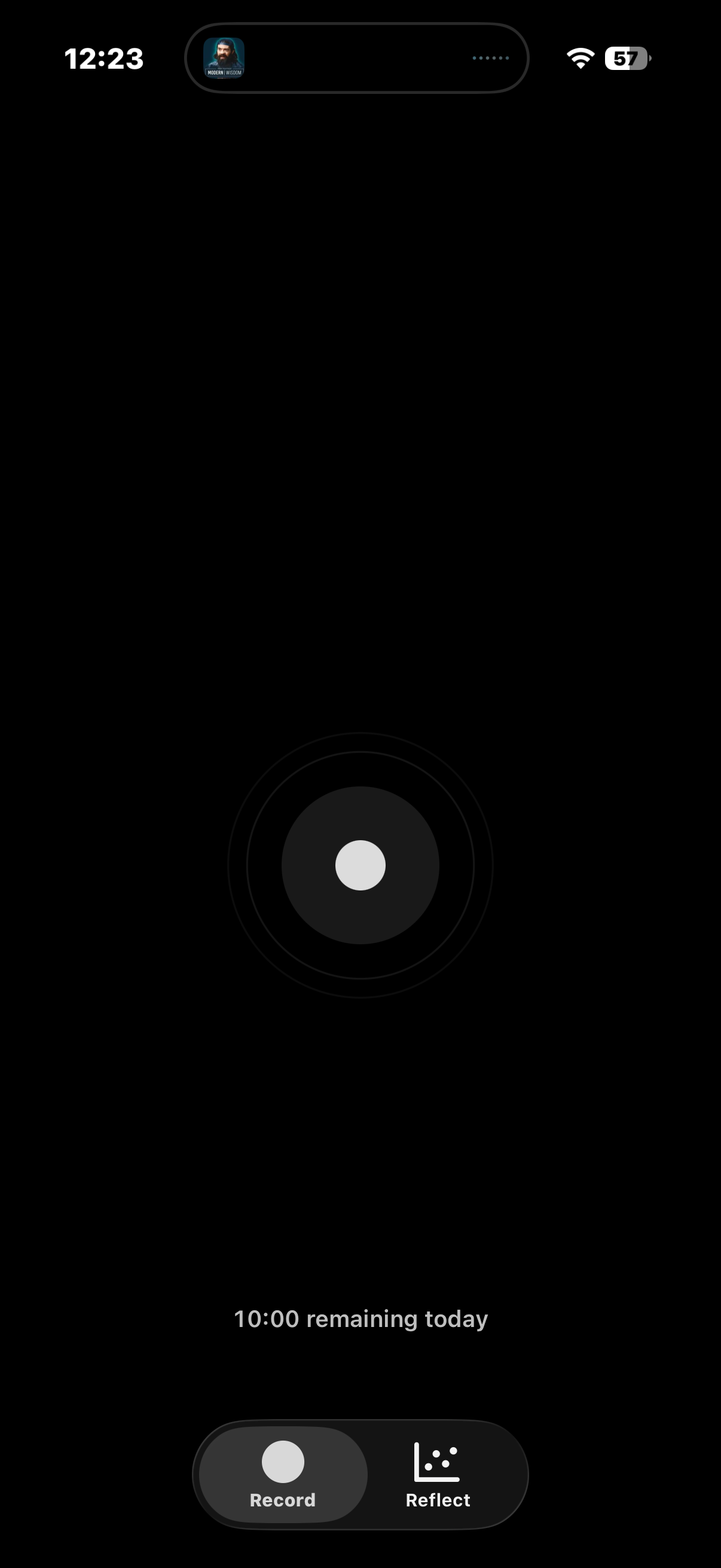 Vespro record screen for capturing daily reflections